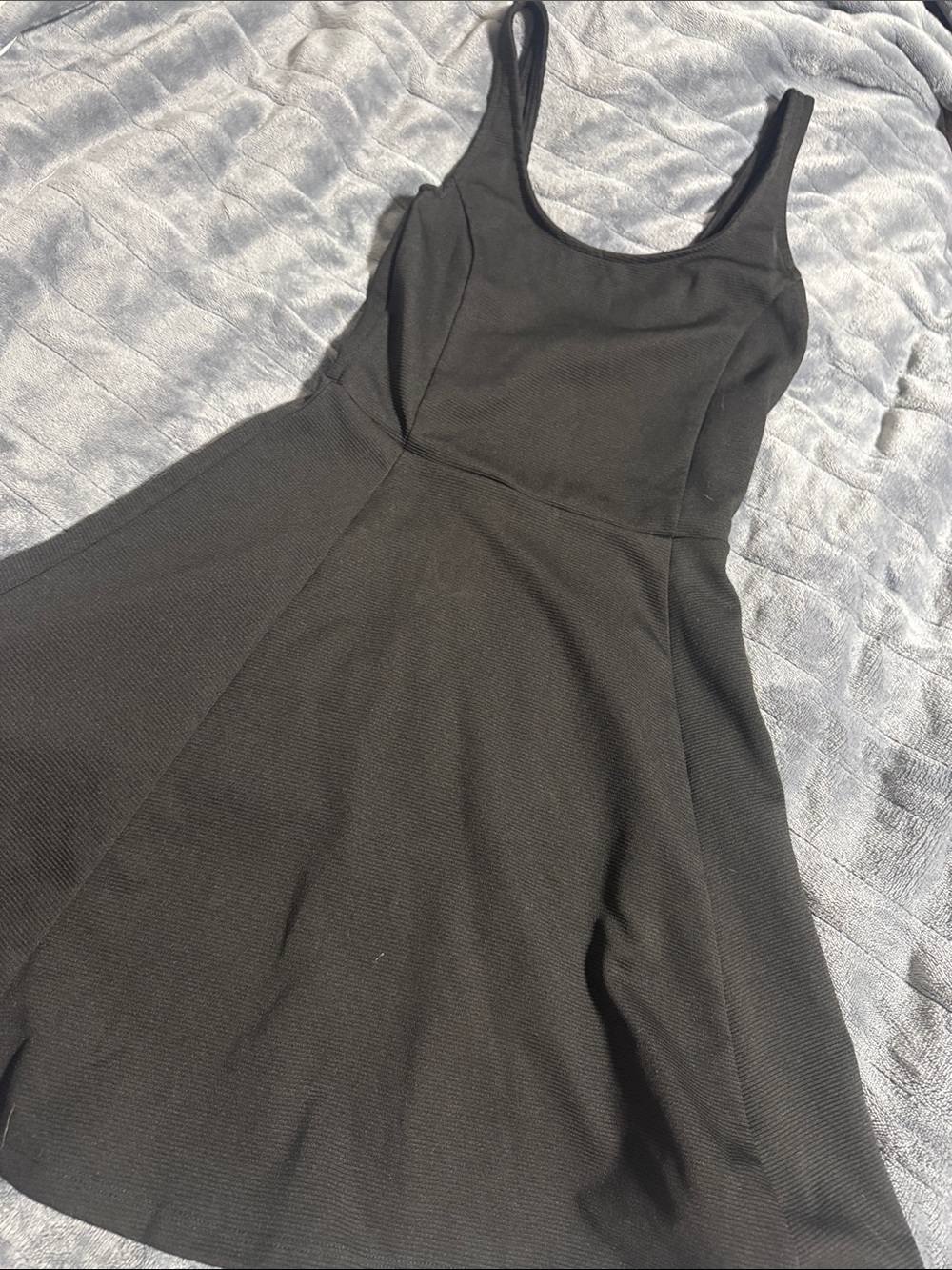 H&M Black Scoop Neck Fit-and-Flare Mini Dress